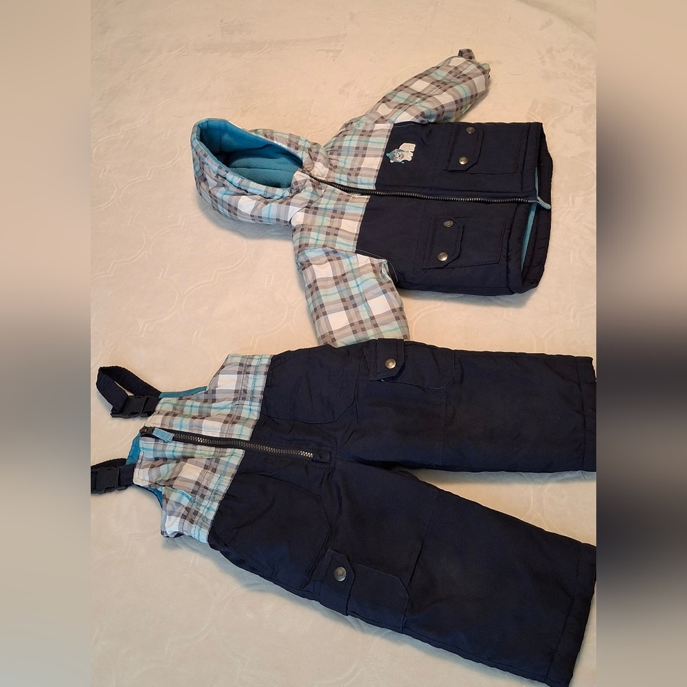 Carter's Navy and Plaid Kids Overalls Set. Winter Overall and Jacket.